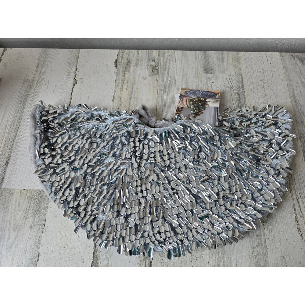 Jason wu mini silver table top tree skirt 24 inch shiny Gray unique
